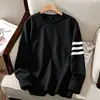 Sudadera de moda versátil de manga larga para mujer, talla grande, corte holgado, nueva para primavera, otoño e invierno, cuello redondo, camiseta básica de algodón puro