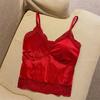 Outono e inverno Veludo dourado francês Renda linha de renda Alça de ombro Versátil Sem aro de aço Roupa externa Costas bonitas sexy 0922