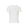 Camiseta Branca de Manga Curta Slim Fit, Top Estilo "Hot Girl" de Verão, Gola Redonda, Ombro Normal, Estilo Francês, Elástica, Emagrecedora, Adequada para Usar em Camadas