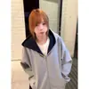 Sudadera con Capucha Estilo Perezoso Popular para Mujer Otoño e Invierno 2025 Casual Holgada de Terciopelo Engrosada Casual Chaqueta Cardigan con Cremallera