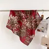 Pañuelo pequeño cuadrado de algodón y lino con estampado de espiga floral retro europeo y americano, pañuelo para la cabeza tipo seda, chal, protector solar para el cuello y bufanda