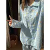 Pijama Casual de Moda de Puntos de Onda Coloridos para Mujer, Pantalón de Manga Larga para Primavera y Otoño, Traje Holgado para Estudiantes, Ropa Exterior