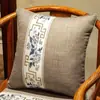 Nueva Almohada de Algodón y Lino Estilo Chino Almohada para Sofá de Caoba Sala de Estar Dormitorio Estilo Chino Asiento de Cama Cojín Protector de Cintura