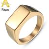 Anel Retangular Brilhante da Moda Europeia e Americana, Anel Simples Personalizado de Aço Inoxidável Masculino Joias Atacado Hz206