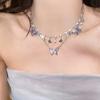 Colar Pingente Borboleta Colorida de Cristal Esmaltado Feminino Pequeno Fresco Primavera e Verão Corrente de Clavícula Versátil Colar Decorativo Elegante de Alta Qualidade