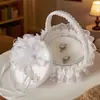 Caja de Anillo de Boda Estilo Europeo Portaanillos de Lino Caja de Almacenamiento de Anillos para Novios Caja Portátil de Anillos para Dama de Flor
