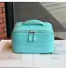 Estilo Ins Couro Genuíno Padrão Crocodilo Camada Superior Couro Bovino Portátil Bolsa de Maquiagem Casual para Viagem Armazenamento de Artigos de Higiene Pessoal e Cosméticos