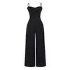 Mono Sexy de Estilo Europeo y Americano con Copas en el Pecho, Espalda Descubierta, Pierna Ancha, Mono Elegante de Verano Ajustado
