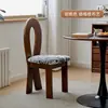 Mesa de Comedor y Sillas Vintage Estilo Francés Wabi-Sabi, Sillas de Comedor de Madera Maciza para Comedor del Hogar, Silla con Respaldo de Sirena en Forma de Llave, Taburete de Maquillaje