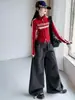 Conjunto deportivo estilo americano para niñas, nuevo modelo otoño 2026 para niños mayores, conjunto de dos piezas con top de manga larga de doble cremallera y pantalones de pierna ancha