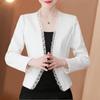 Chaqueta de Traje Blanca para Mujeres Altas, Ropa Exterior Corta para Mujeres, Cardigan y Chal Versátiles con Top de Falda Cheongsam