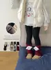 Leggings para niñas, calcetines gruesos con forro polar para niños de otoño e invierno, pantalones de nueve puntos con retazos, calcetines de felpa de dibujos animados, pantalones cálidos