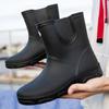 Botas de lluvia de tubo medio de moda transfronteriza para amantes, suela gruesa, impermeables, antideslizantes, resistentes al desgaste, con forro polar, cálidas y para acampar para mujeres.