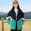 Jaqueta com capuz estilo montanha para atividades ao ar livre, estilo americano, masculina e feminina, com protetor solar, top moderno para casal, contraste de cores
