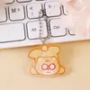 Colgante de Oso Amarillo Crema de Dibujos Animados Acrílico Llavero Lindo Cadena de Cuentas Onduladas Colgante Pequeño Colgante para Mochila Escolar Joyería