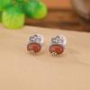 Pendientes pequeños con diseño de ciervo, plata de ley S925, con forma de huevo de ágata roja del sur, de cobre, con lazo para dinero, antiguos, retro, chinos, brillantes.