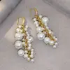 Pendientes de Borla con Racimo de Perlas Diseño de Moda Estilo Hong Kong Personalidad Retro Temperamento Ganchos para Orejas Pendientes de Moda Versátiles para Mujer