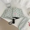 Guarda-chuva dobrável fresh de bolinhas para meninas, borracha preta, uso duplo para sol e chuva, totalmente automático, proteção solar, guarda-chuva de cápsula portátil