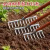 Rastrillo agrícola tradicional de acero al manganeso, de estilo antiguo, para aflojar la tierra y rastrillar la hierba, rastrillo de hierro engrosado, rastrillo de uñas de nueve dientes, rastrillo multifuncional para césped de jardín
