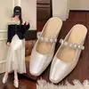 Sandalias al por mayor: zapatillas de media caña plateadas de estilo francés para mujer con un aumento de altura interno de 3 cm, adecuadas para uso en exteriores, estilo de hadas para primavera y verano