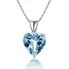 Collar Corazón de Océano Colgante de Cristal Azul Sintético Topacio Chapado en Plata 925 Cadena para Clavícula con Forma de Corazón de Zafiro