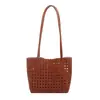 Cesta de vegetais tecida elegante de alto valor bolsa vazada bolsa tote de ombro único bolsa de axila personalizada moderna de grande capacidade