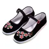 Zapatos de tela bordados del Viejo Pekín con suelas de piel de vaca, diseño de una tira, estilo étnico, planos, transpirables, cómodos zapatos de verano para madres