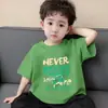 Top de Algodão Puro com Estampa de Desenho Animado Gola Redonda Camiseta de Manga Curta Infantil Roupa de Verão para Meninos Camisa Básica Respirável Casual Infantil Tamanhos Médio e Grande