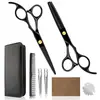 Tesoura de Cabeleireiro Profissional 6 polegadas Tesoura Desbaste Plana para Uso Doméstico, Adequada para Adultos e Crianças, Conjunto de Tesouras para Corte de Cabelo