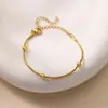 Pulsera de Pulsera de Perlas de Acero de Titanio Europeo y Americano que No se Desvanece para Mujeres Estilo Ins Lujo Ligero Versátil Exquisita Pulsera para Mujeres Al por Mayor