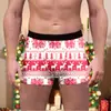 Comércio Exterior Transfronteiriço Roupa Íntima Masculina Estampada de Natal Estilo Novo Europeu e Americano Confortável e Respirável Seda de Leite Boxer de Cintura Média