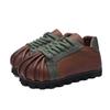 Sapatos Rasos de Couro com Aumento Interno de Altura Feitos à Mão para Mulheres 2024 Outono Novo Cor Vintage Dividida Camada Superior Couro Bovino Solado Macio Não Cansa os Pés