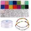 Kit de Abalorios DIY de 28 Compartimentos con Cuentas de Vidrio Pintadas de Colores y Cuentas Pequeñas para Pulseras y Collares DIY, Accesorios de Joyería
