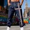 Pantalones Deportivos de Forro Polar Pesado para Hombre Estilo Americano Sueltos Simples Retro Modernos Casuales para Deporte Correr
