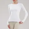 Top Deportivo para Mujer Otoño e Invierno Ajustado Cuello Redondo Secado Rápido Traje de Yoga Profesional Transpirable para Correr Entrenamiento Fitness Manga Larga
