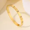 Pulsera Clásica de Acero de Titanio para Mujer Bestseller Transfronterizo de Amazon Pulsera de Lujo Ligero de Moda Regalo para Mejor Amiga Pulsera de Oro con Diez Diamantes