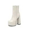 Botines de Plataforma de Invierno Otoño con Tacón Súper Alto para Mujer, Punta Redonda, Bloque de Color, Versátiles, Elegantes, de Moda, para Antro, Sexy