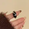 Anillo Abierto de Metal Esmaltado con Goteo de Esmalte de Diseño de Nicho Estilo Coreano, Anillo de Banda Ancha con Textura de Llama Minimalista