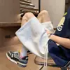 Shorts Pesados Estilo Patchwork Americano para Homens, Shorts Esportivos Soltos de Comprimento Médio Tendência de Verão, Shorts de Cinco Pontos Tamanho Grande para Meninos