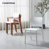 Silla Nórdica de Plástico con Respaldo Silla Gruesa para Mesa de Comedor Silla Simple para Escritorio Apilable para Hogar Apartamento Pequeño Silla de Comedor