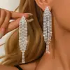 Brincos de Franja Completa com Strass e Base de Cobre Estilo Europeu e Americano Novos para Mulheres, Estilo Influenciador da Moda, Brincos Transfronteiriços, Venda Direta da Fábrica