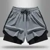 Shorts esportivos masculinos para corrida, maratona, pista e campo, fitness, forro, secagem rápida, seda gelada, calças de treino, três quartos, calças femininas