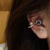 Ear Cuff Lineal con Pedrería Azul Zoozmini para Mujer, Diseño de Nicho, Clip para Oreja sin Perforación, Accesorio de Oreja Único y de Moda