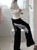 Jeans de estilo grafitero americano negro para hombres y mujeres, diseño de otoño, elegantes y geniales, pantalones largos holgados de pierna ancha