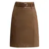 Saia midi de cor sólida, comprimento até o joelho, versátil, com corte justo para mulheres, nova coleção outono/inverno 2026, tecido tipo camurça, moderna e elegante, estilo bodycon
