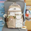 Mochila Versátil Tendência Dopamina de Grande Capacidade para Meninas do Ensino Fundamental, Mochila Casual Color-Blocking Estilo College Macaron