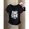 2026 Nova Camiseta de Verão Curta Tendência e Estilosa que Parece Rejuvenescedora, Emagrecimento com Decote V e Manga Curta para Mulheres