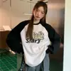 Top Redondo con Estampado de Letras Estilo Callejero Coreano 2026 Nuevo Primavera y Otoño Holgado Casual Pareja Manga Larga Camiseta Top