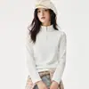 Capa base térmica de forro polar con media cremallera para mujer, Otoño e Invierno, Ropa interior cepillada engrosada, Sudadera elegante con cuello alto, Top grueso y cálido