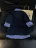 Camisa Polo de Falso Dos Piezas con Parches de Cuadros para Hombre, Camiseta Casual Holgada de Manga Corta para Verano, Venta al por Mayor de Fábrica